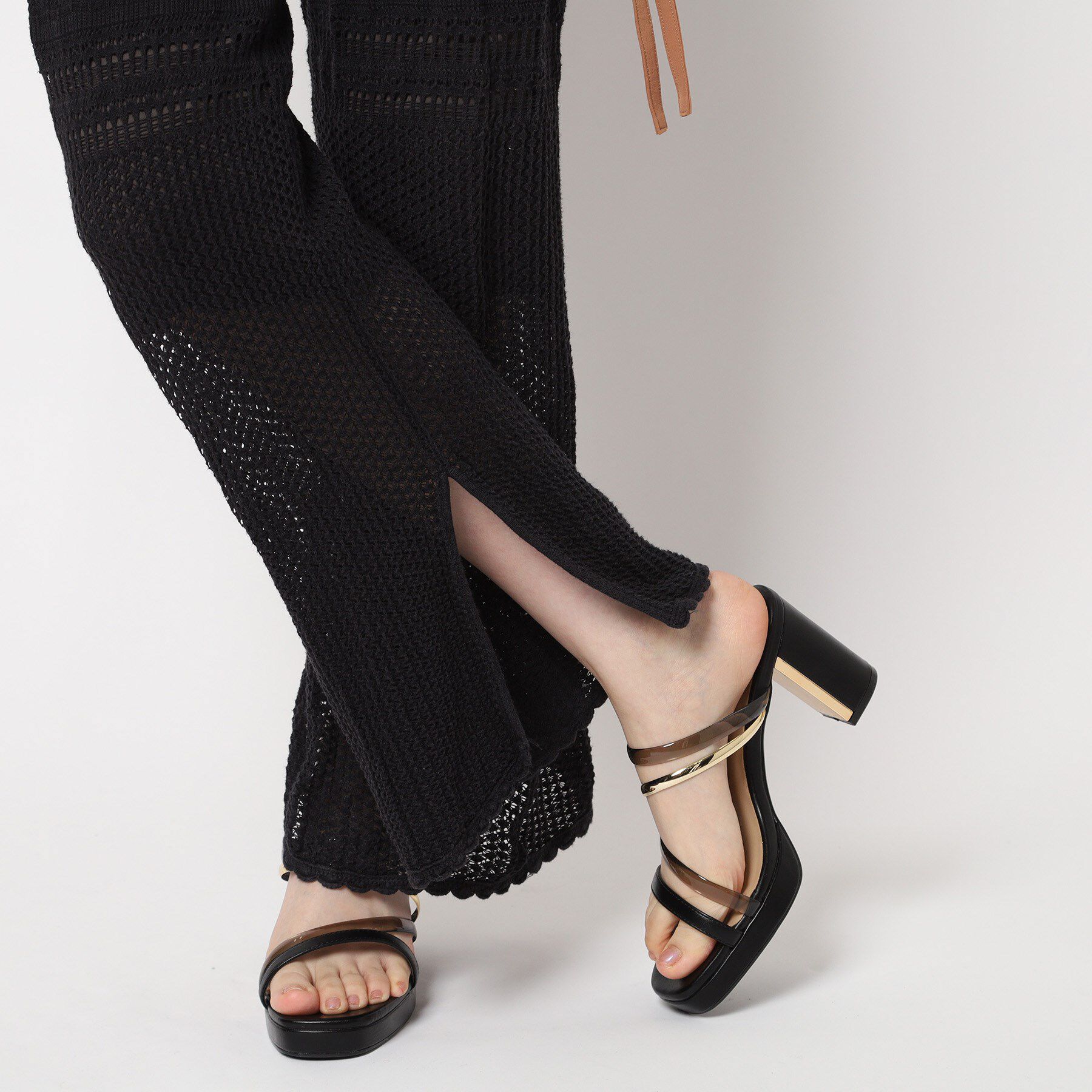 ESPERANZA「クリア&times;メタリックラインコンビヒールサンダル」|サンダル|