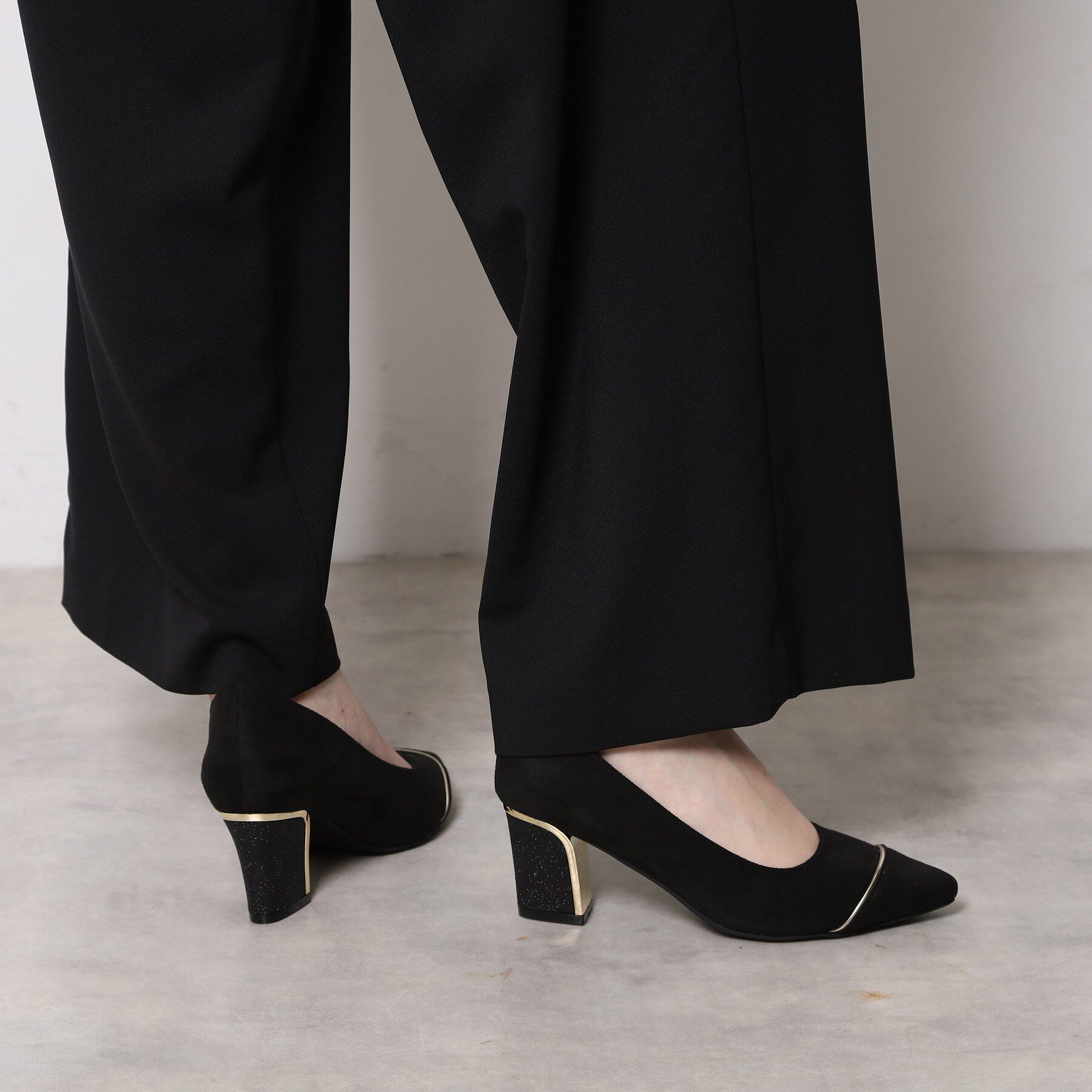 ESPERANZA「【EC先行販売】ラメヒールゴールドラインパンプス」|パンプス|