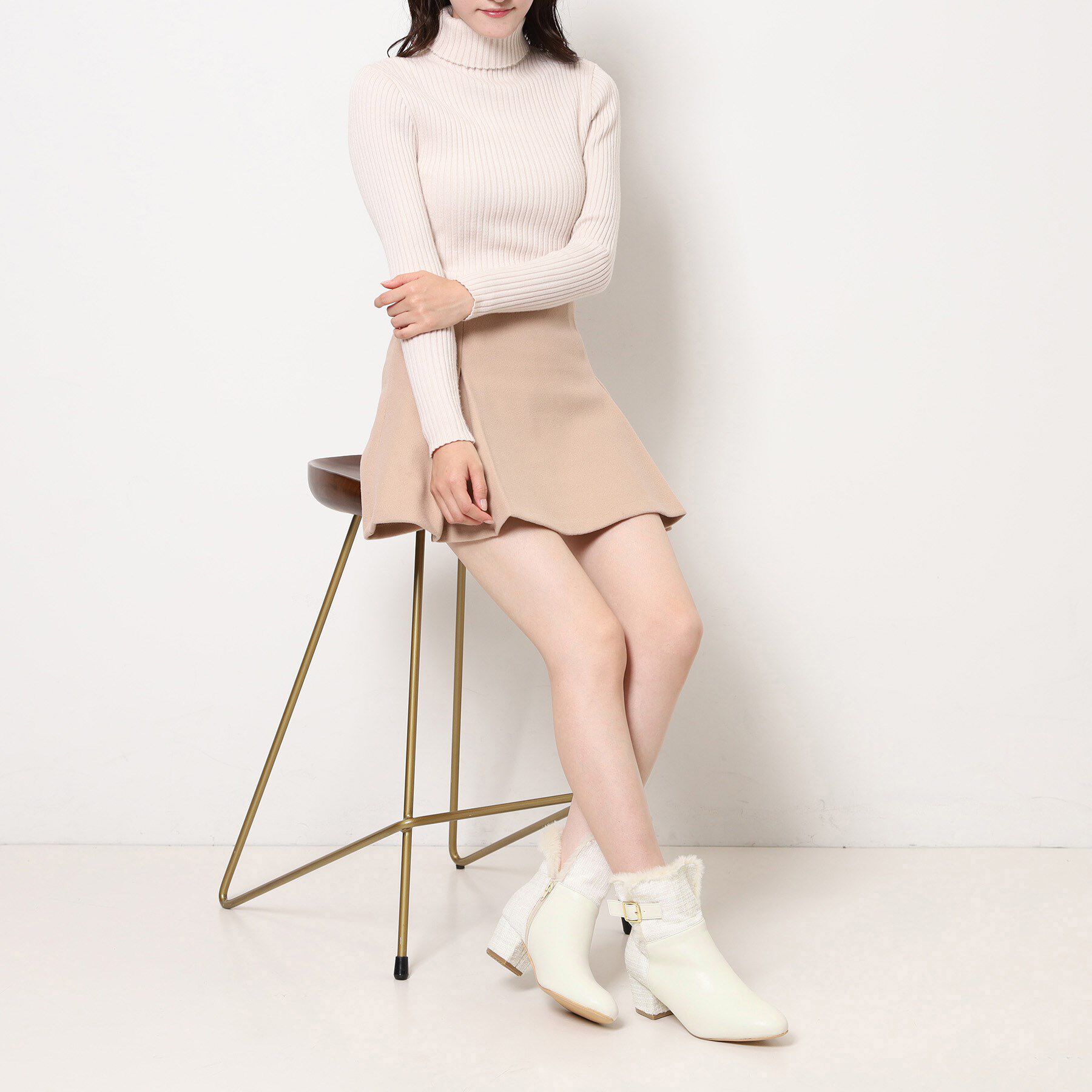 ESPERANZA「折り返しフェイクファー2WAYショートブーツ」|ショートブーツ|