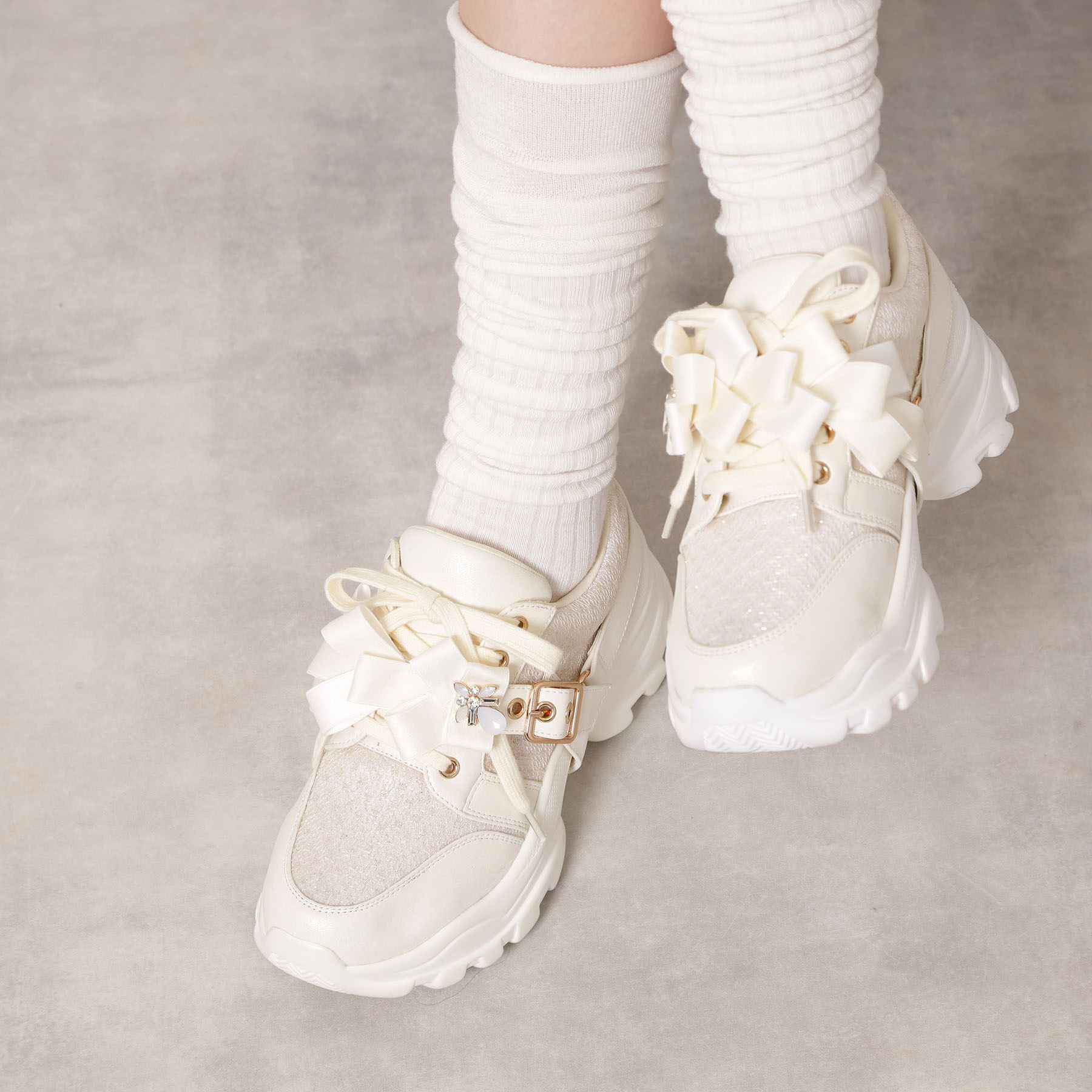 ESPERANZA「ツインリボンベルト付きラメスニーカー」|スニーカー|