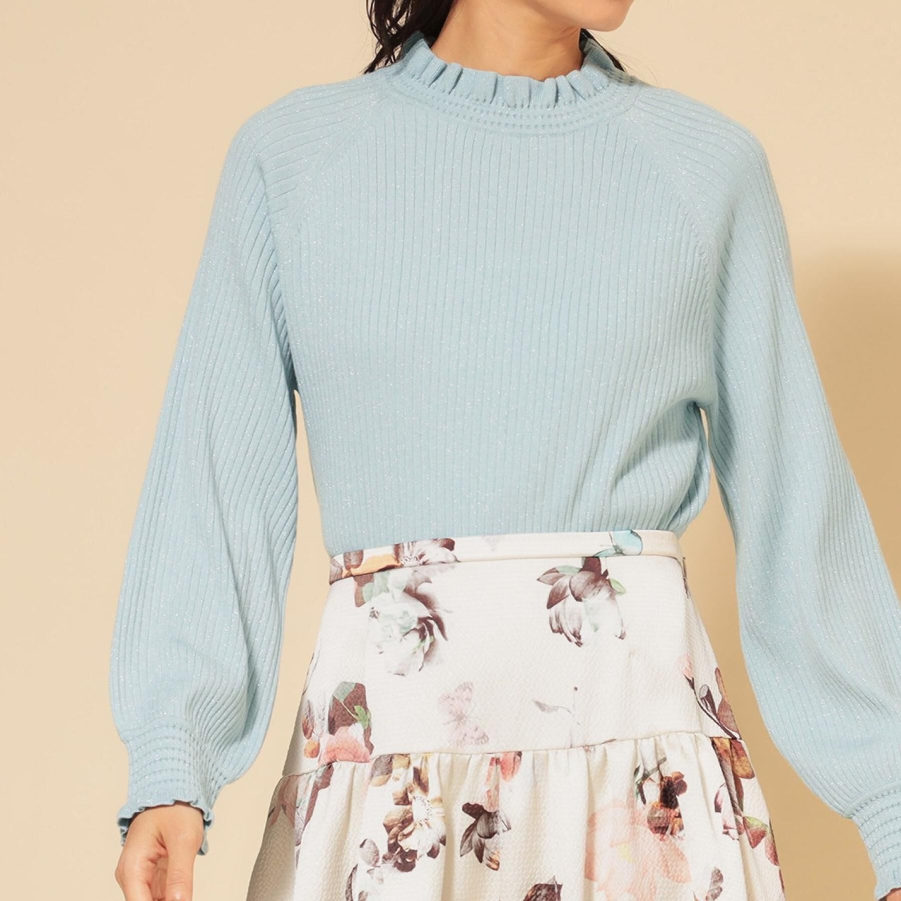 SunaUna「【COLLECTION LINE】フリルラメニット」|ニット・セーター|