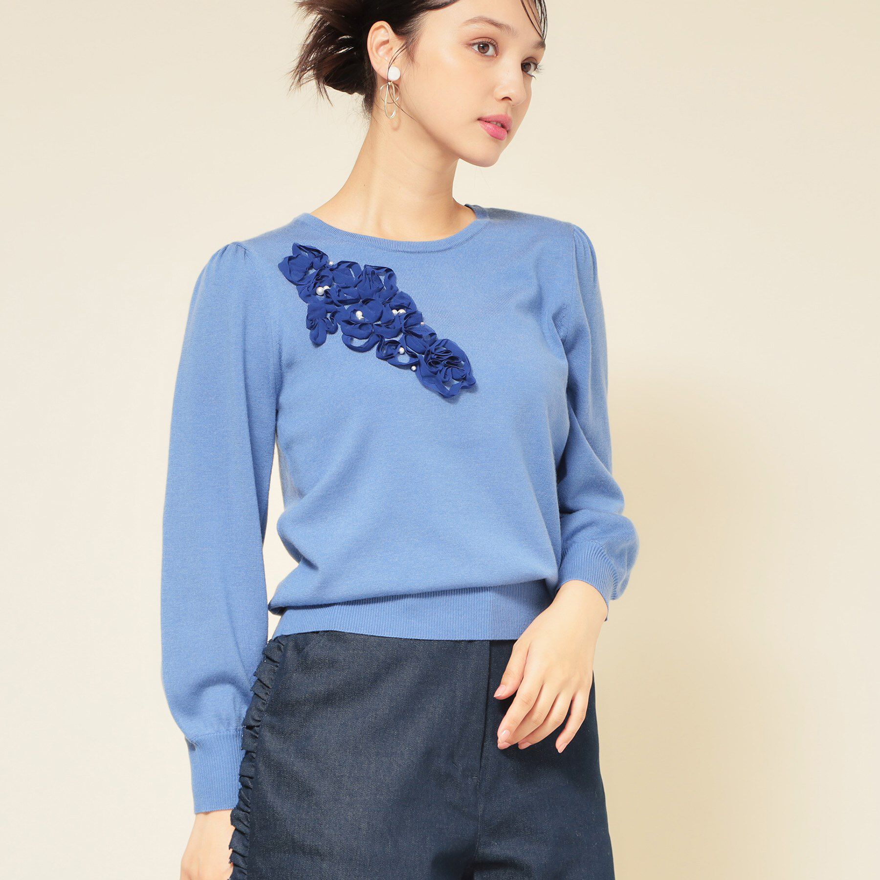 SunaUna「【SS～Lサイズ展開／チュール刺繍】クラフトニット」|ニット・セーター|