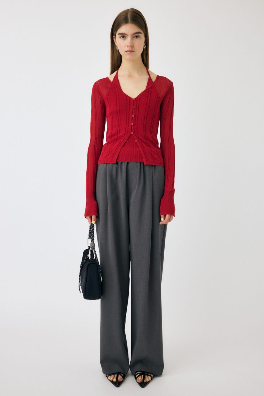 MOUSSY「SHEER CABLE カーディガン」|カーディガン|