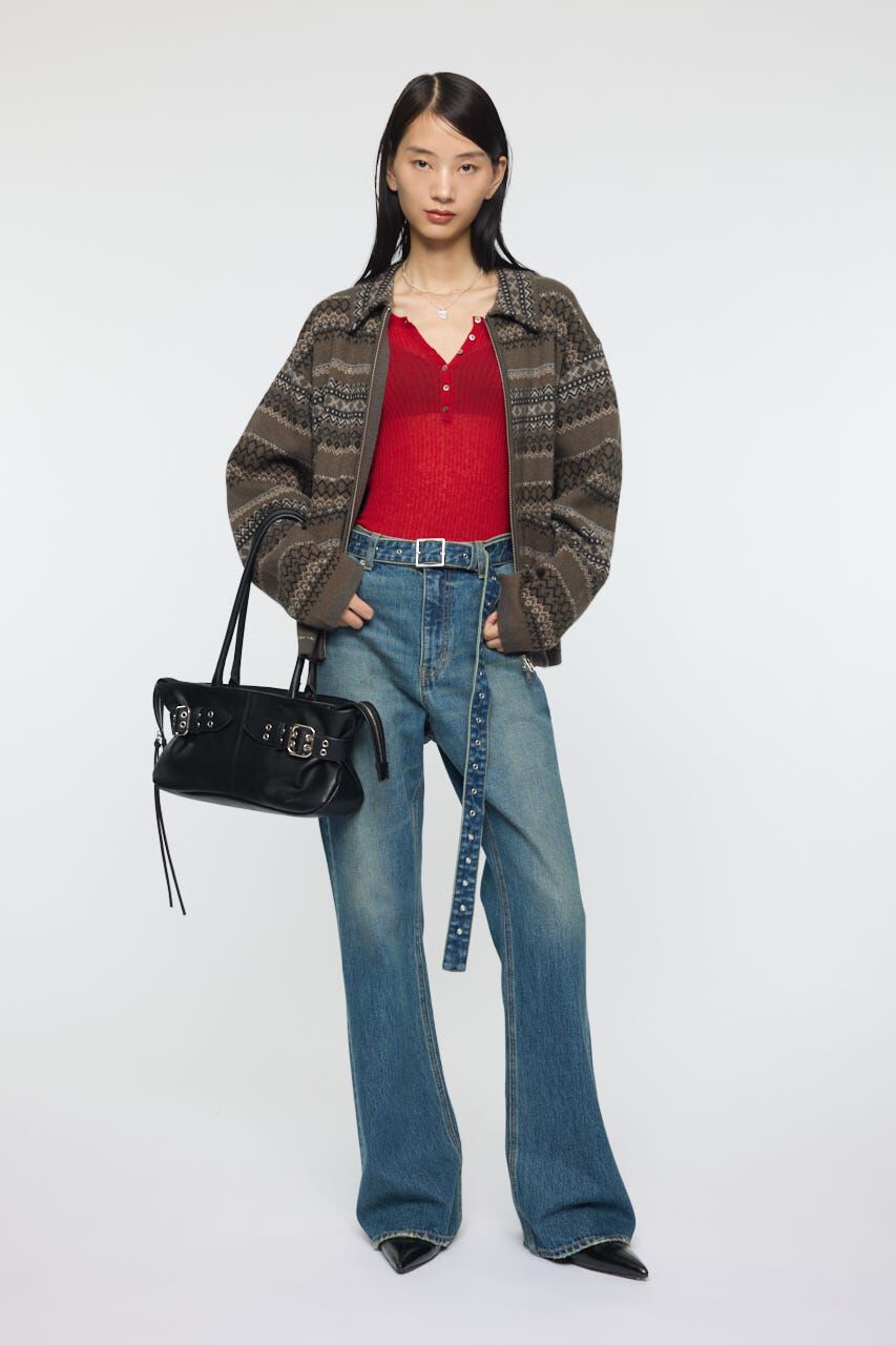 MOUSSY「SHEER HENRY NECK ニットトップス」|ニット・セーター|