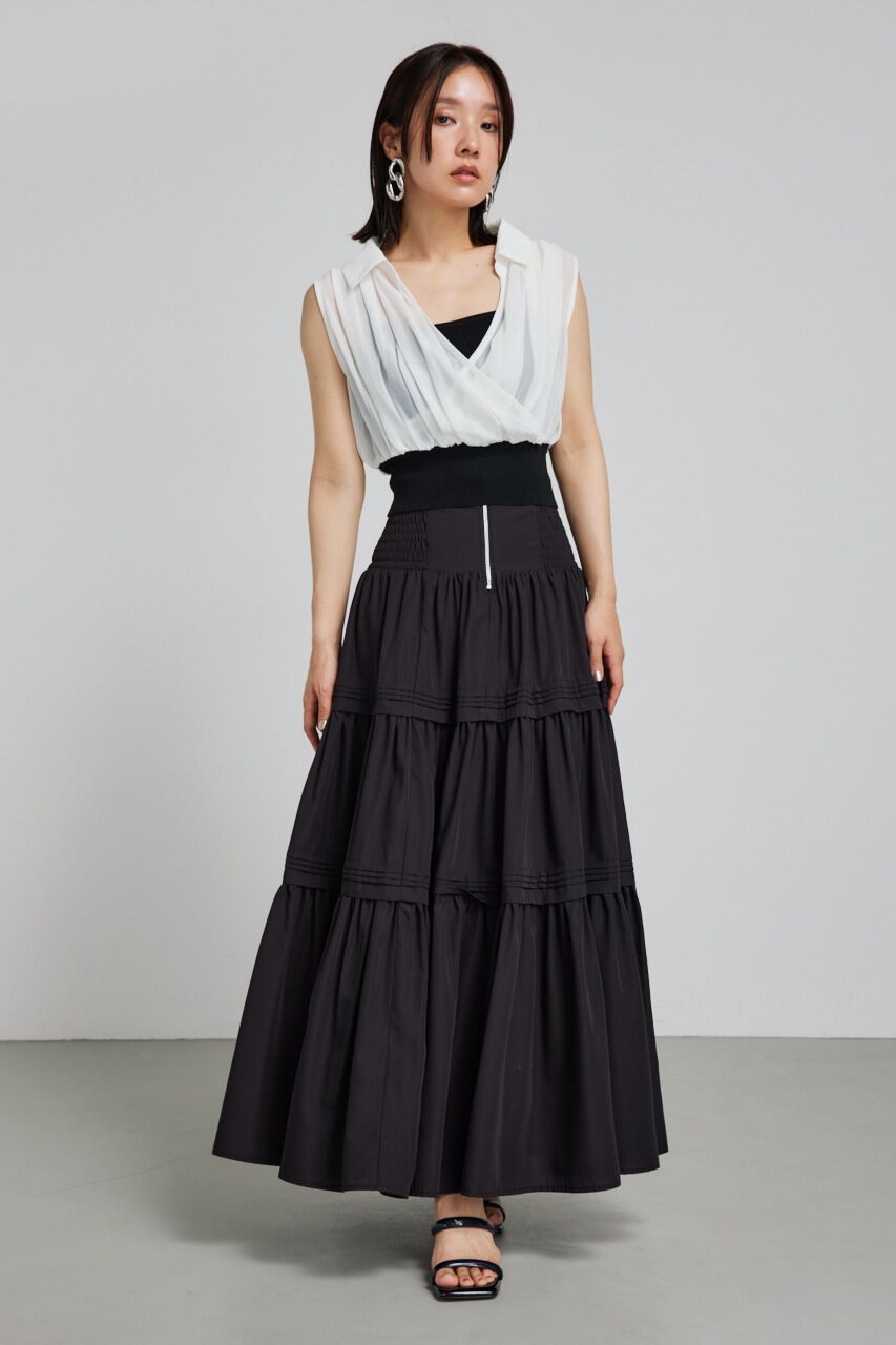 rienda「シフォンシャツレイヤードニットトップス」|シャツ・ブラウス|