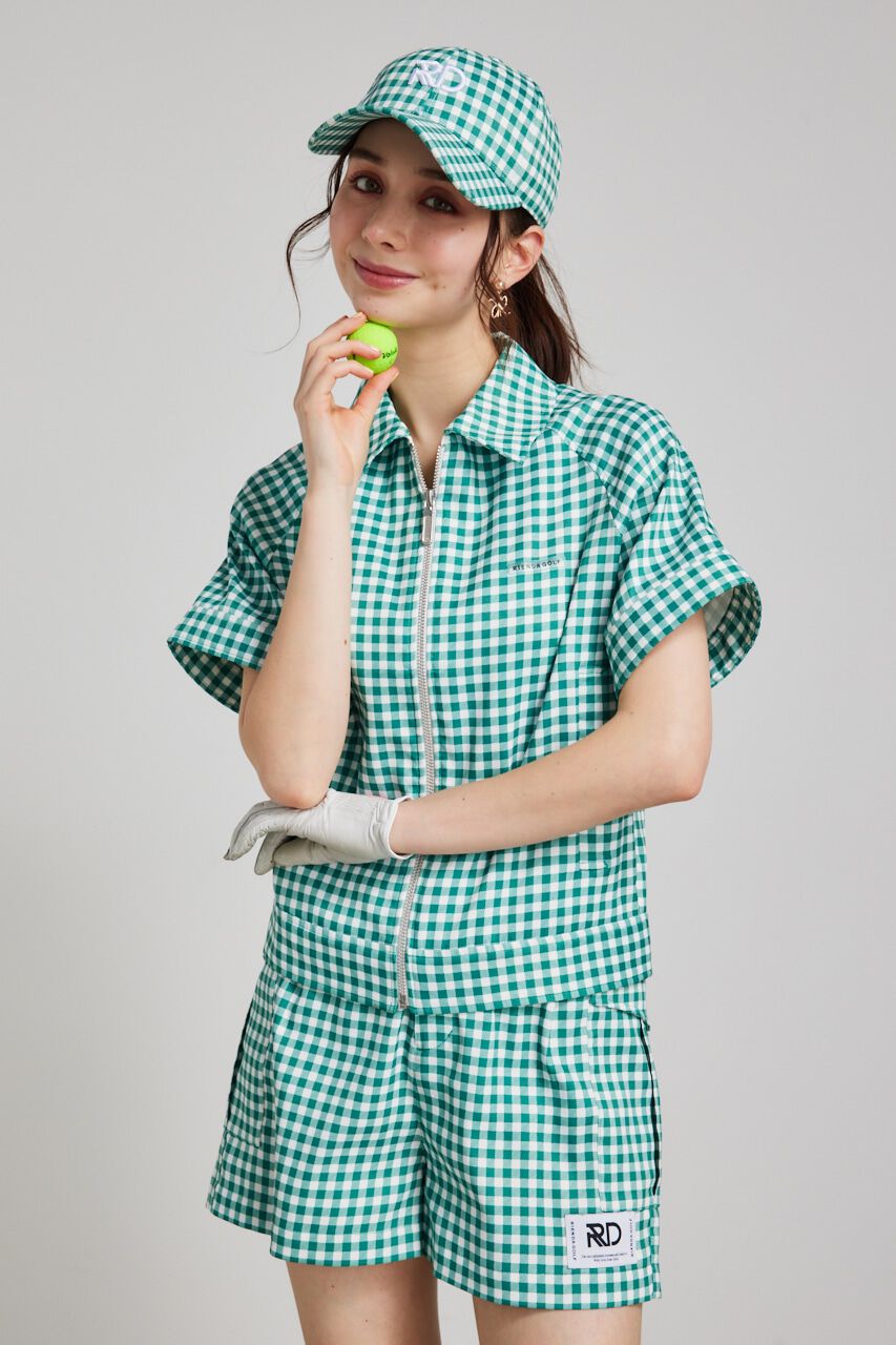 rienda「ギンガムチェックZIP UPブルゾン」|ブルゾン・スタジャン|GRN