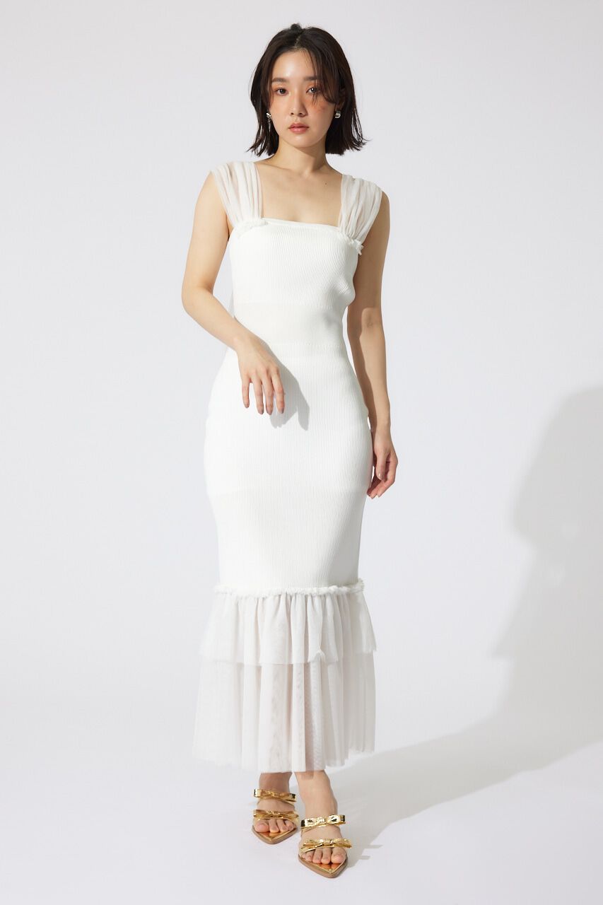 rienda「チュールレイヤードホルターニットワンピース」|ワンピース|WHT