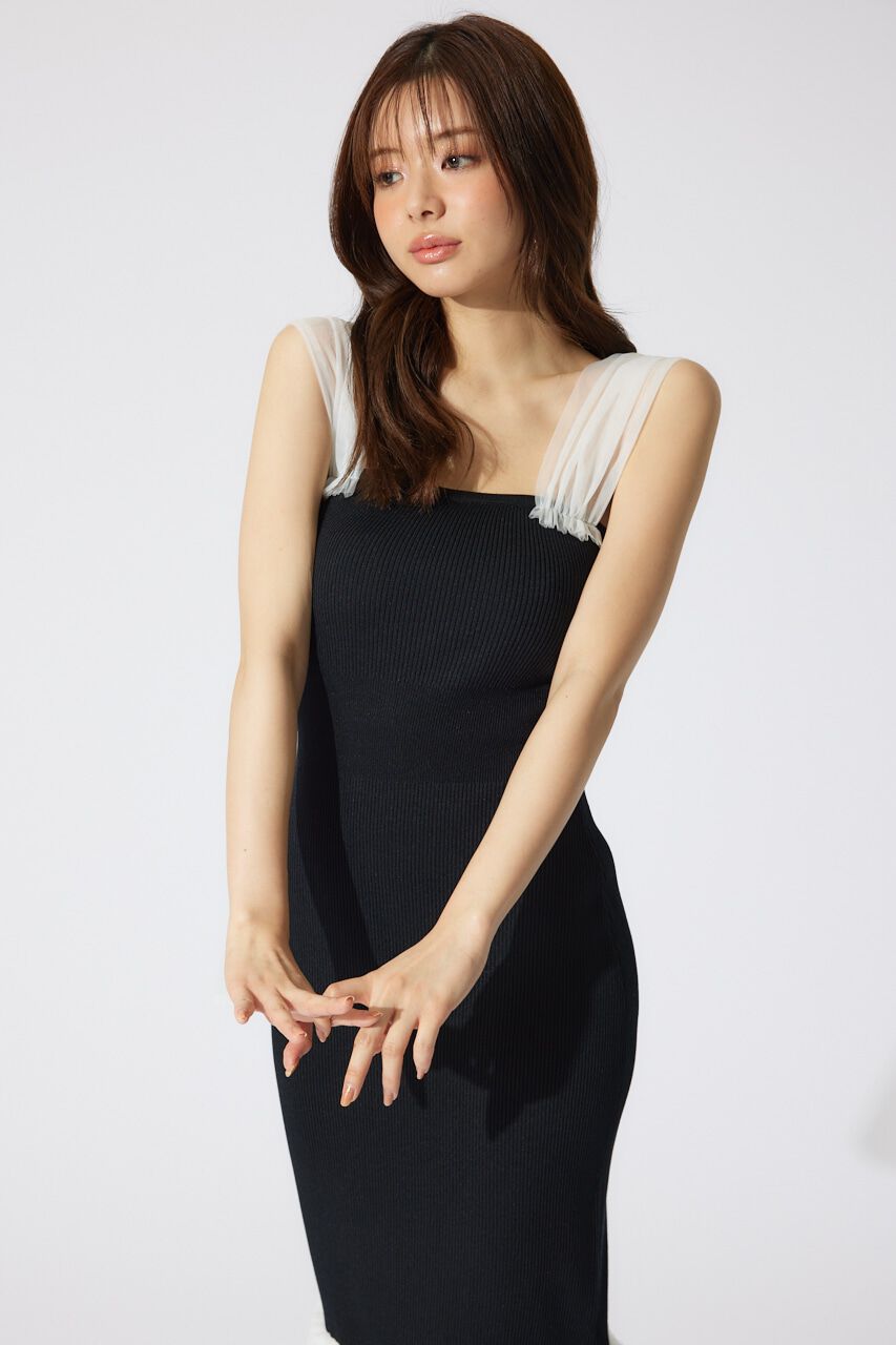 rienda「チュールレイヤードホルターニットワンピース」|ワンピース|