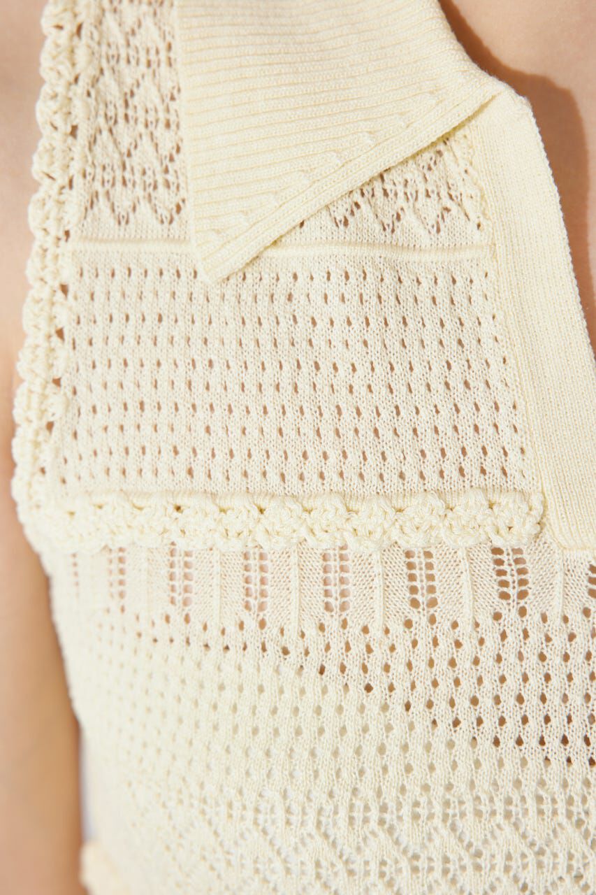 rienda「スキッパークロシェニットトップス」|シャツ・ブラウス|