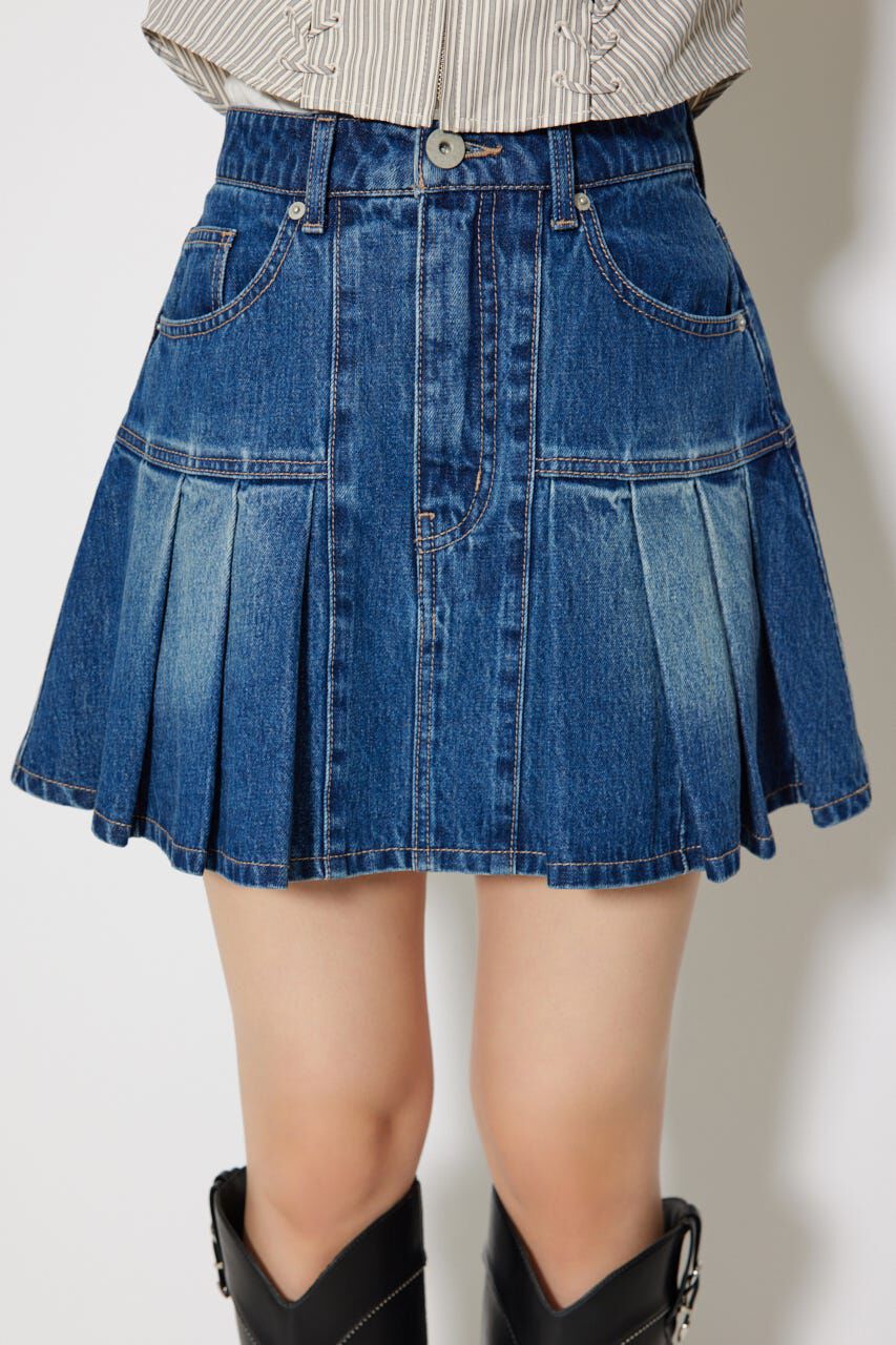 rienda「プリーツデニムスコートショートパンツ」|デニム|