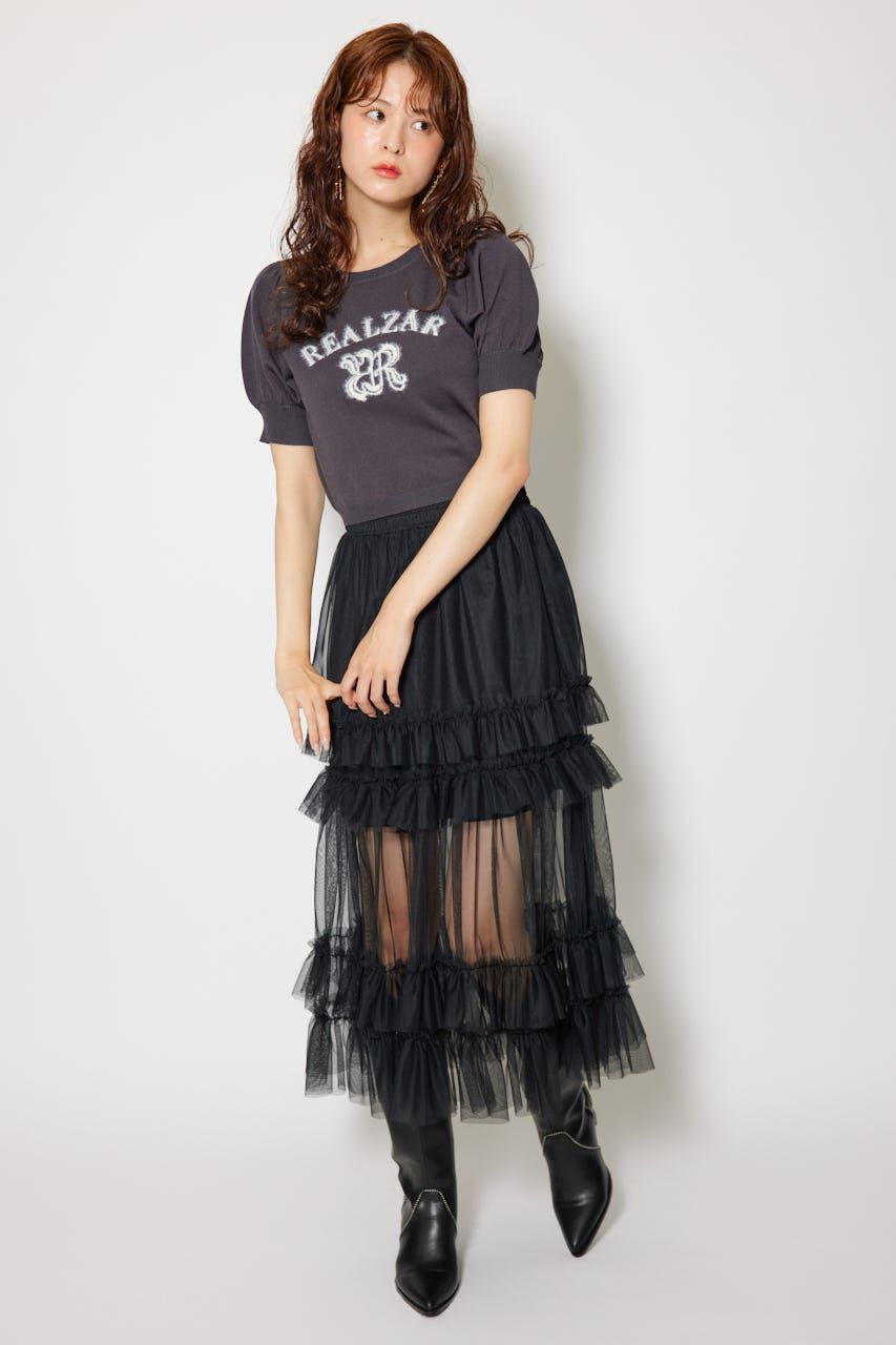 rienda「ジャガードロゴニットトップス」|ニット・セーター|