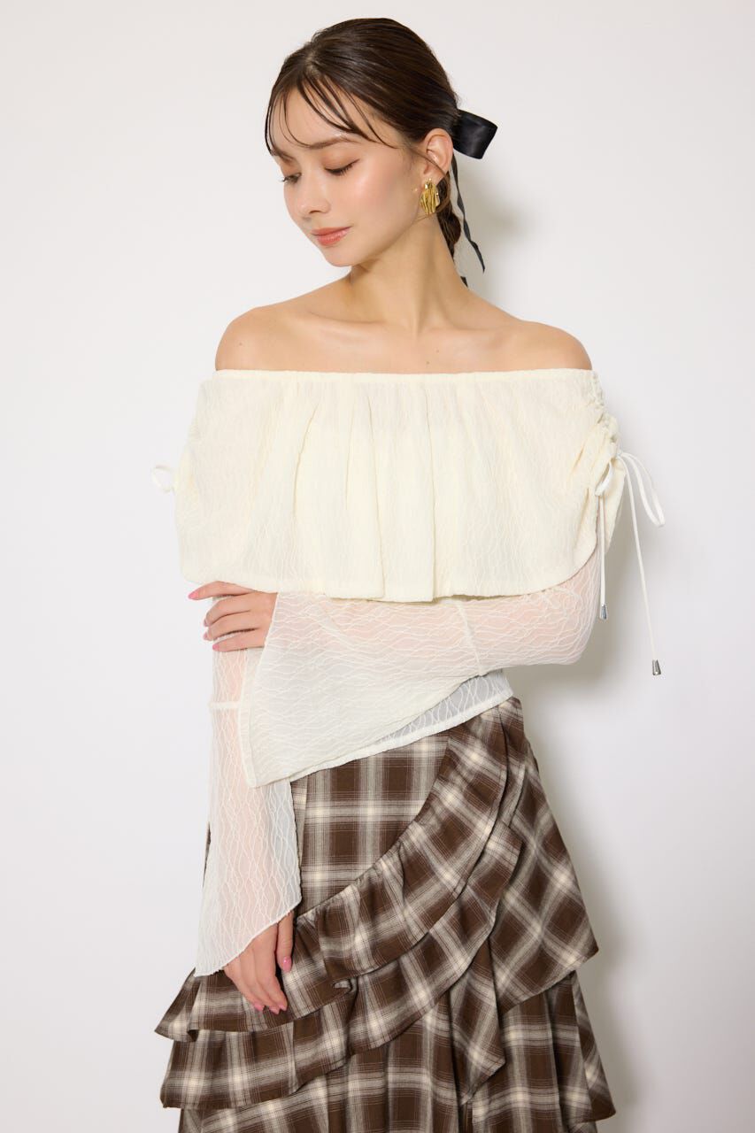 rienda「シアーレースオフショルトップス」|Tシャツ・カットソー|