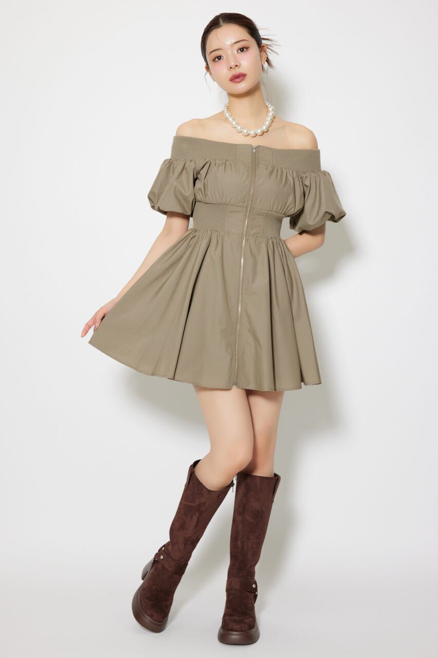 rienda「MA-1オフショルミニフレアワンピース」|ワンピース|