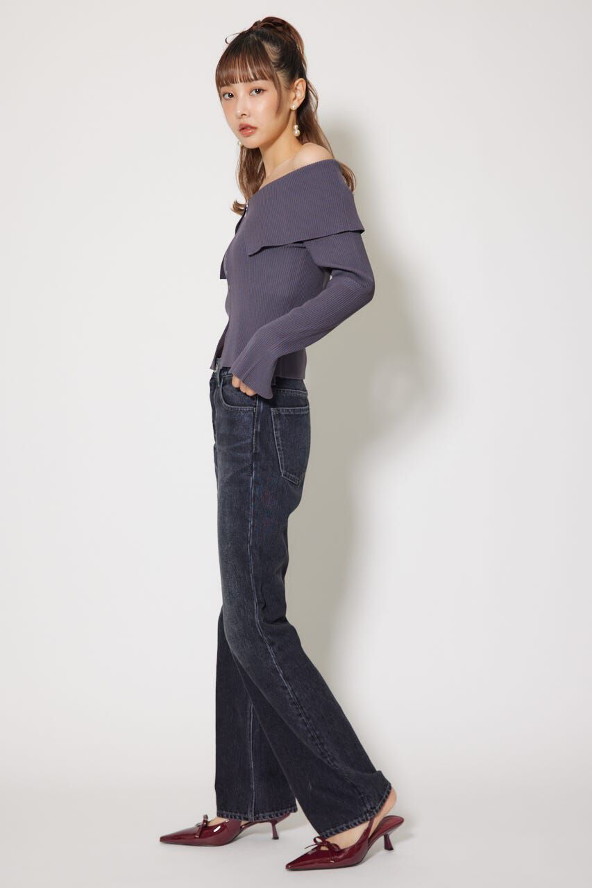 rienda「フロントZIPリブニットトップス」|ニット・セーター|