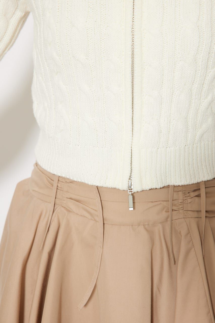 rienda「フードフェイクファーケーブルニットカーディガン」|カーディガン|