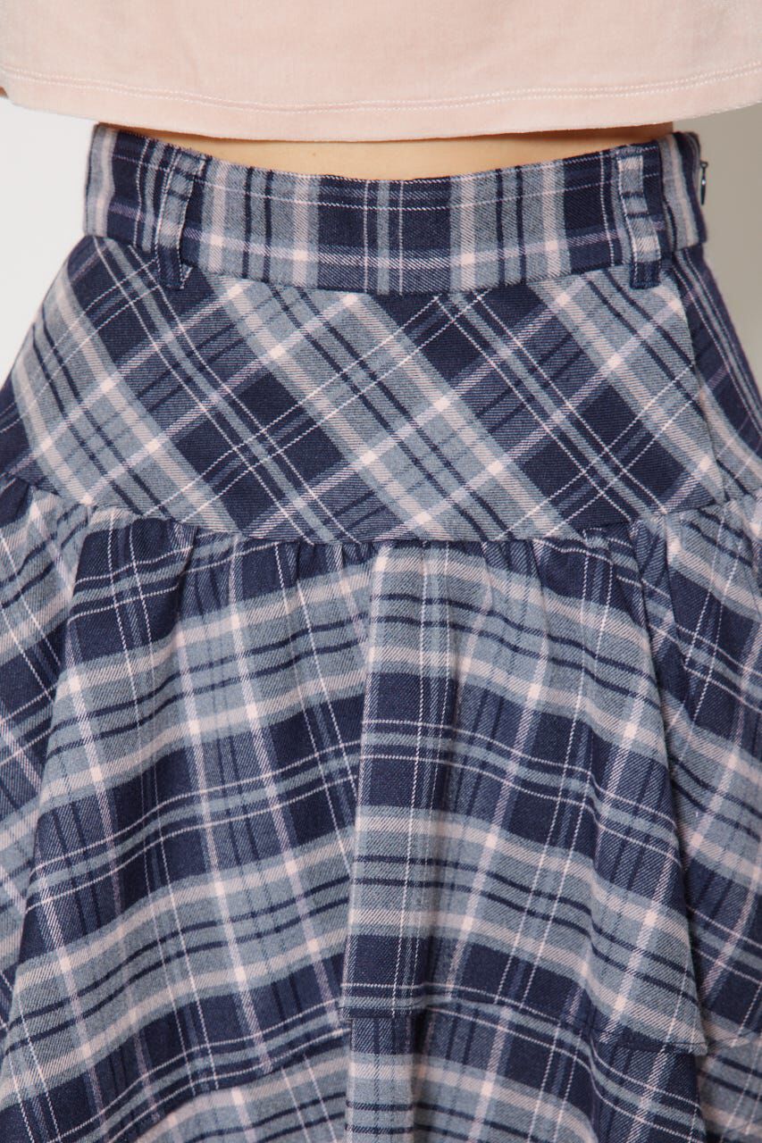 rienda「2WAYアシンメトリーチェックジャストウエストスカート」|スカート|