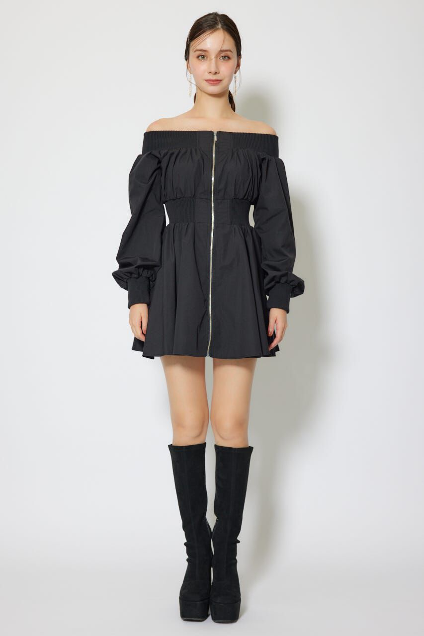 rienda「MA-1オフショルロングスリーブミニワンピース」|ワンピース|