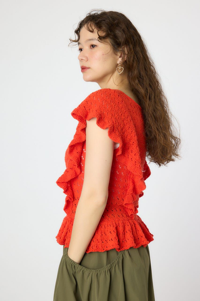 RODEO CROWNS「2WAYフリルクロシェニットトップス」|タンクトップ|