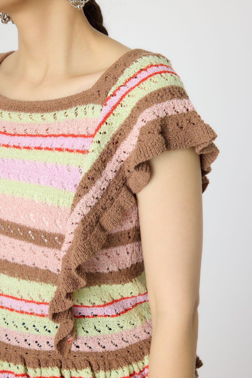 RODEO CROWNS「2WAYフリルクロシェニットトップス」|タンクトップ|