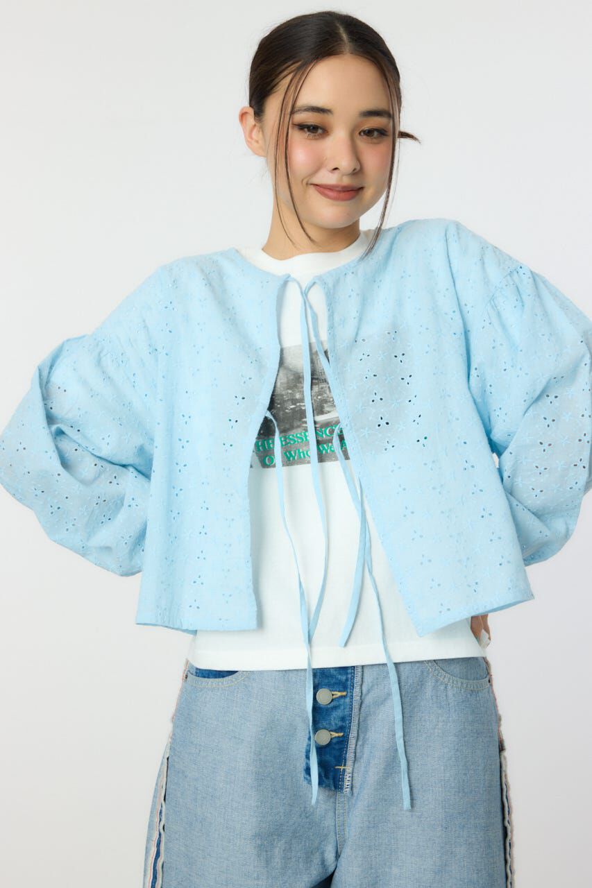 RODEO CROWNS「ノーカラーレースカーディガン」|シャツ・ブラウス|