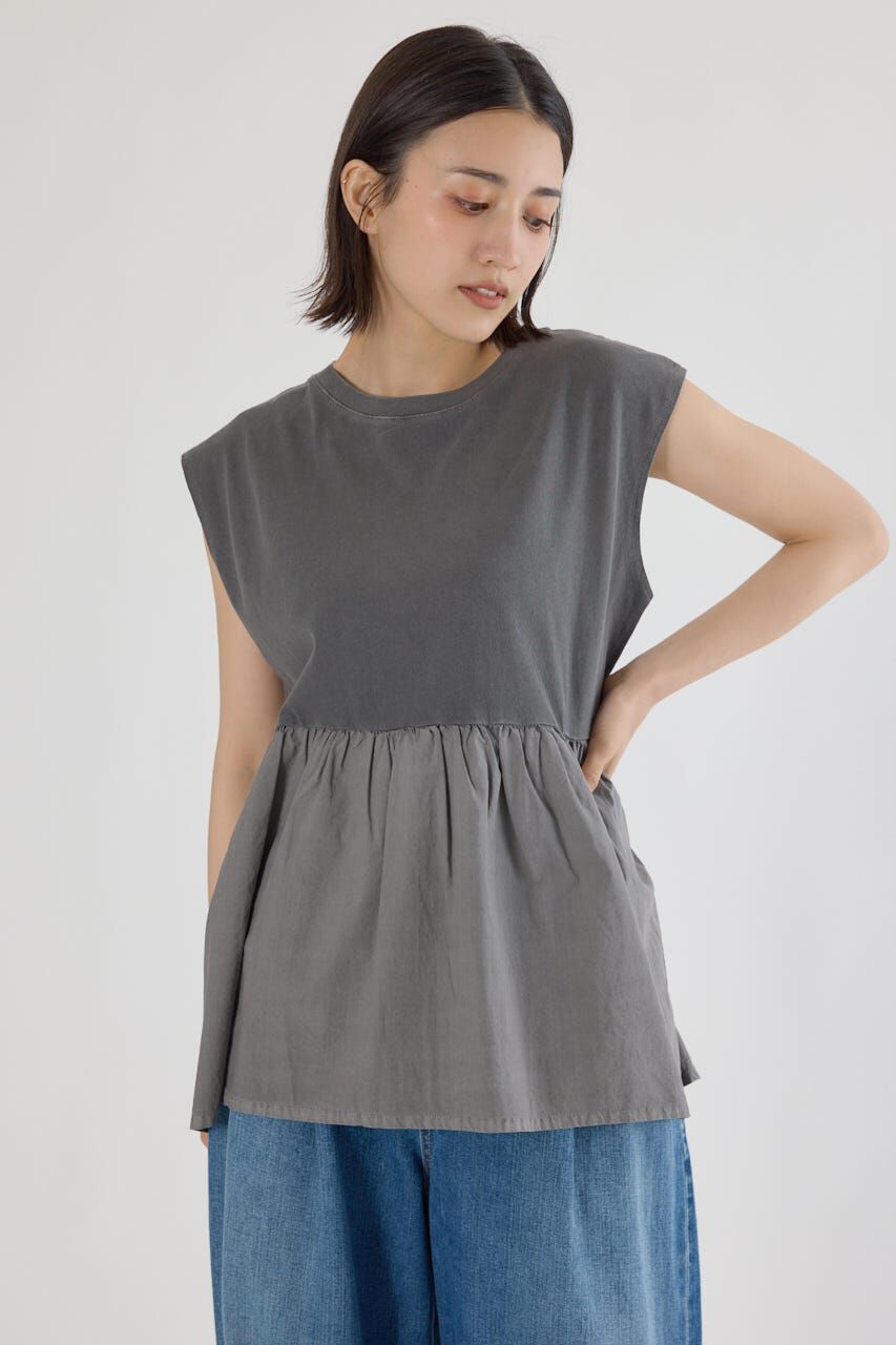 RODEO CROWNS「ピグメント切替フレアタンクトップ」|タンクトップ|BLK