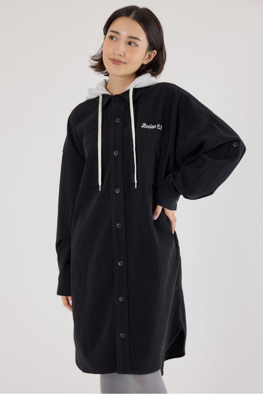 RODEO CROWNS「フード付きコーデュロイシャツワンピース」|ワンピース|