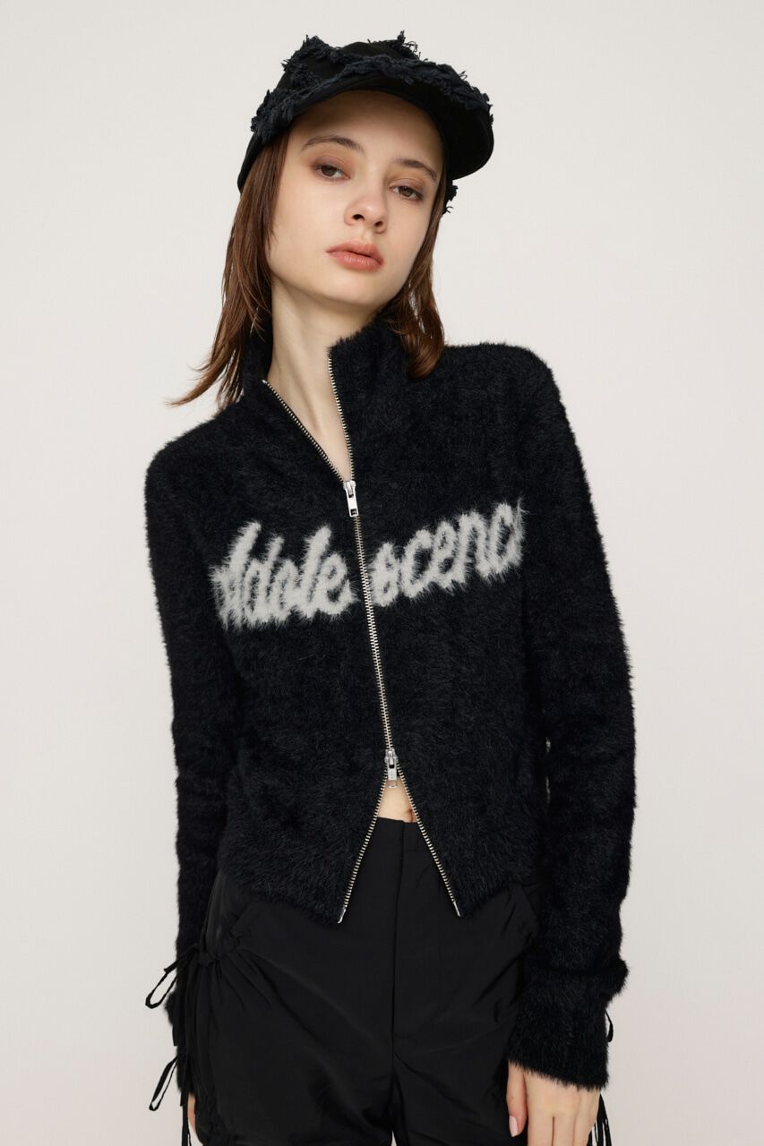 SLY「ZIP UP JQ LOGO トップス」|ニット・セーター|BLK