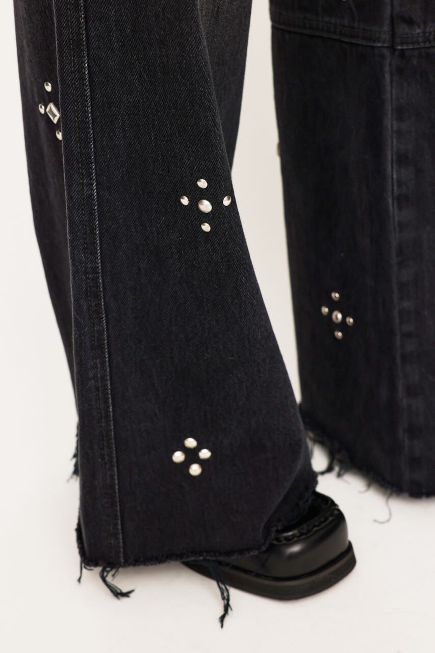 SLY「STUDS SEAM DESIGN FLARE PT-E」|デニム|