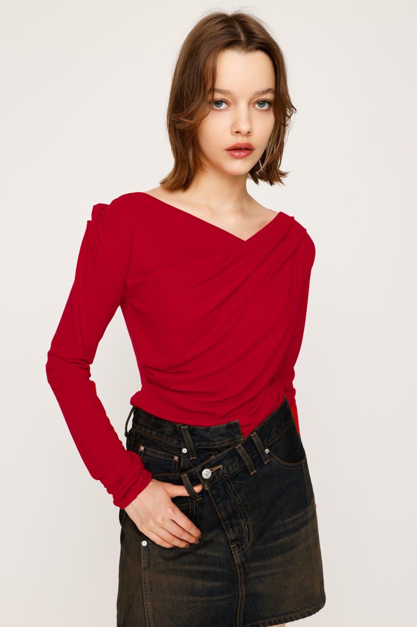 SLY「OFF SHOULDER CUT トップス」|Tシャツ・カットソー|RED