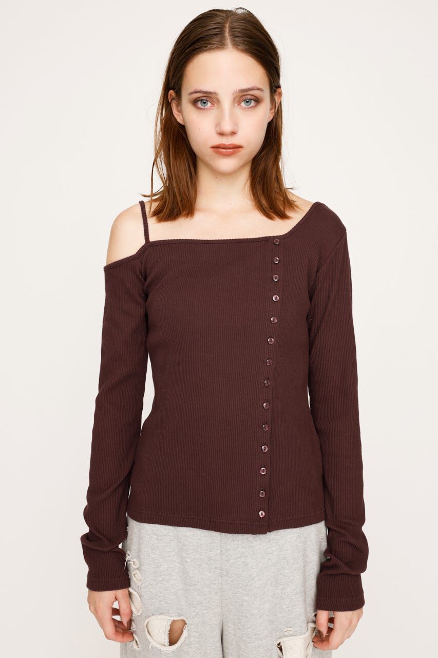 SLY「ASYMMETRY BUTTON トップス」|Tシャツ・カットソー|