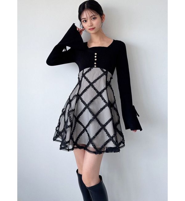 RESEXXY「ドッキングフレアミニニットワンピース【完売カラーは品番：1526103220で販売中】」|ワンピース|