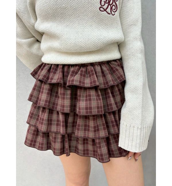 EVRIS「フリルチェックミニスカート」|スカート|