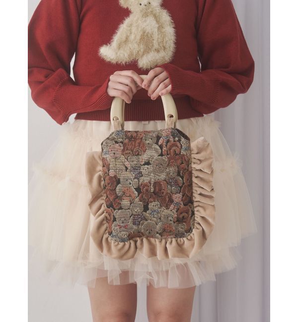 merry jenny「bearジャガードハンドバッグ」|ハンドバッグ|ベージュ