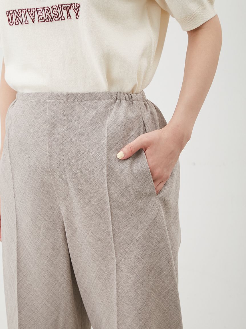 Mila Owen「リネンライクセンタープレスワイドイージーパンツ」|チノ|