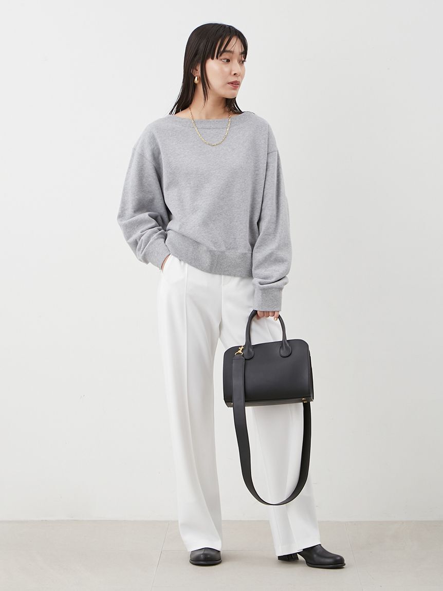 Mila Owen「リネンライクセンタープレスワイドイージーパンツ」|チノ|