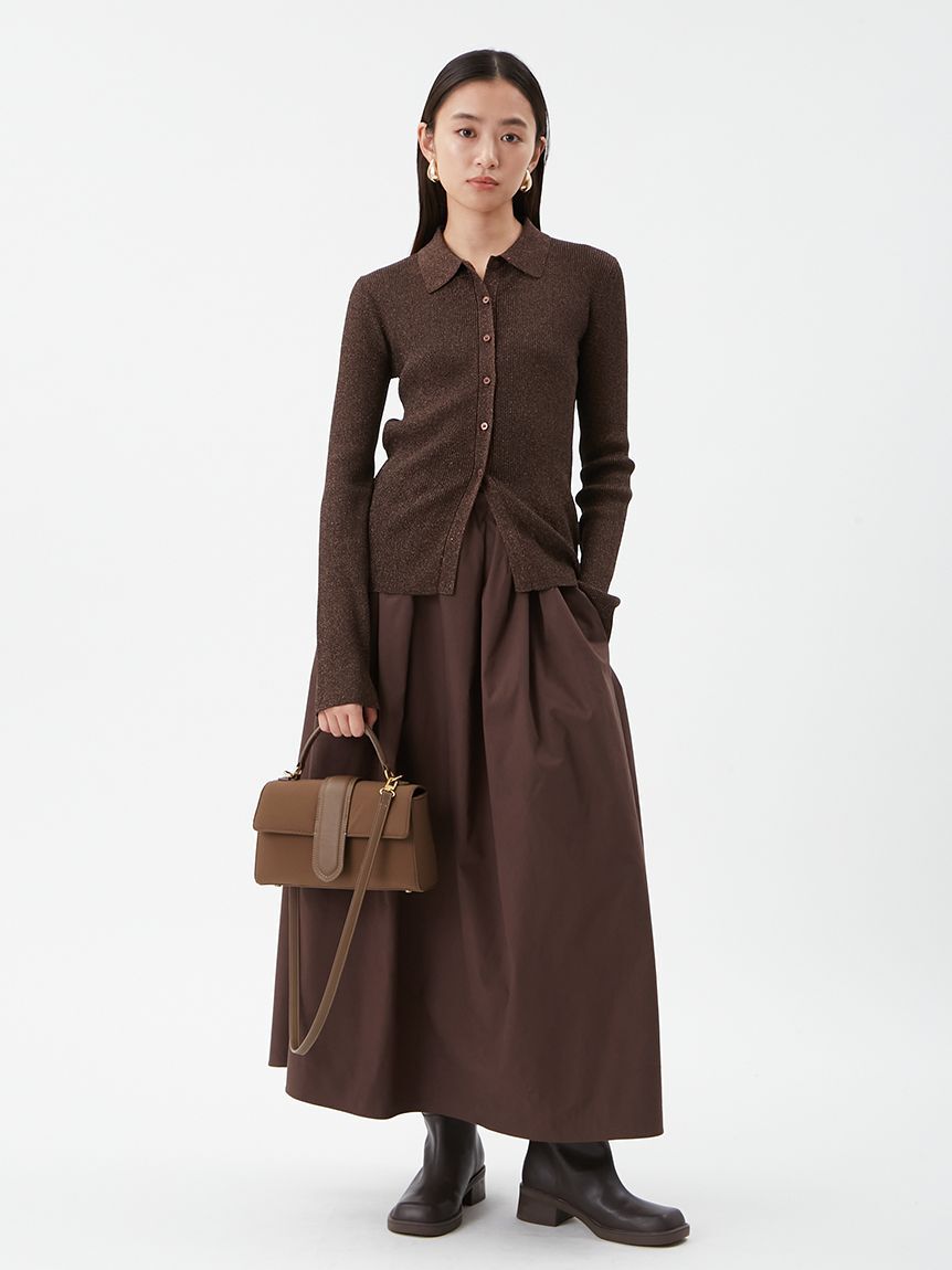 Mila Owen「【セットアイテム】ポロ衿ニットタックフレアスカートコーデSET」|ワンピース|BRW