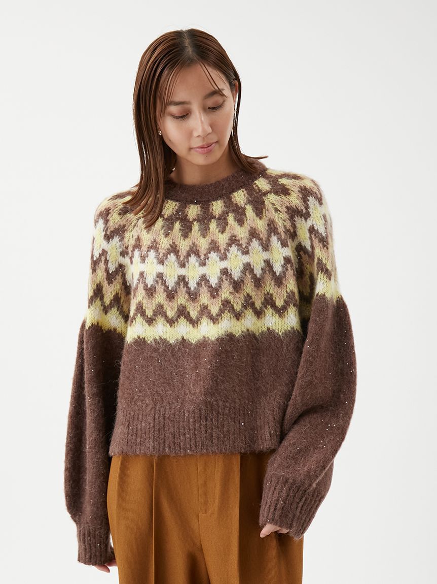 Mila Owen「アルパカシャギーノルディックラメニット」|ニット・セーター|