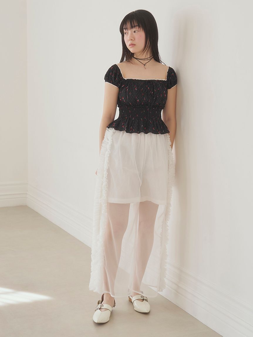 FURFUR「チュールフリルレイヤードパンツ」|チノ|