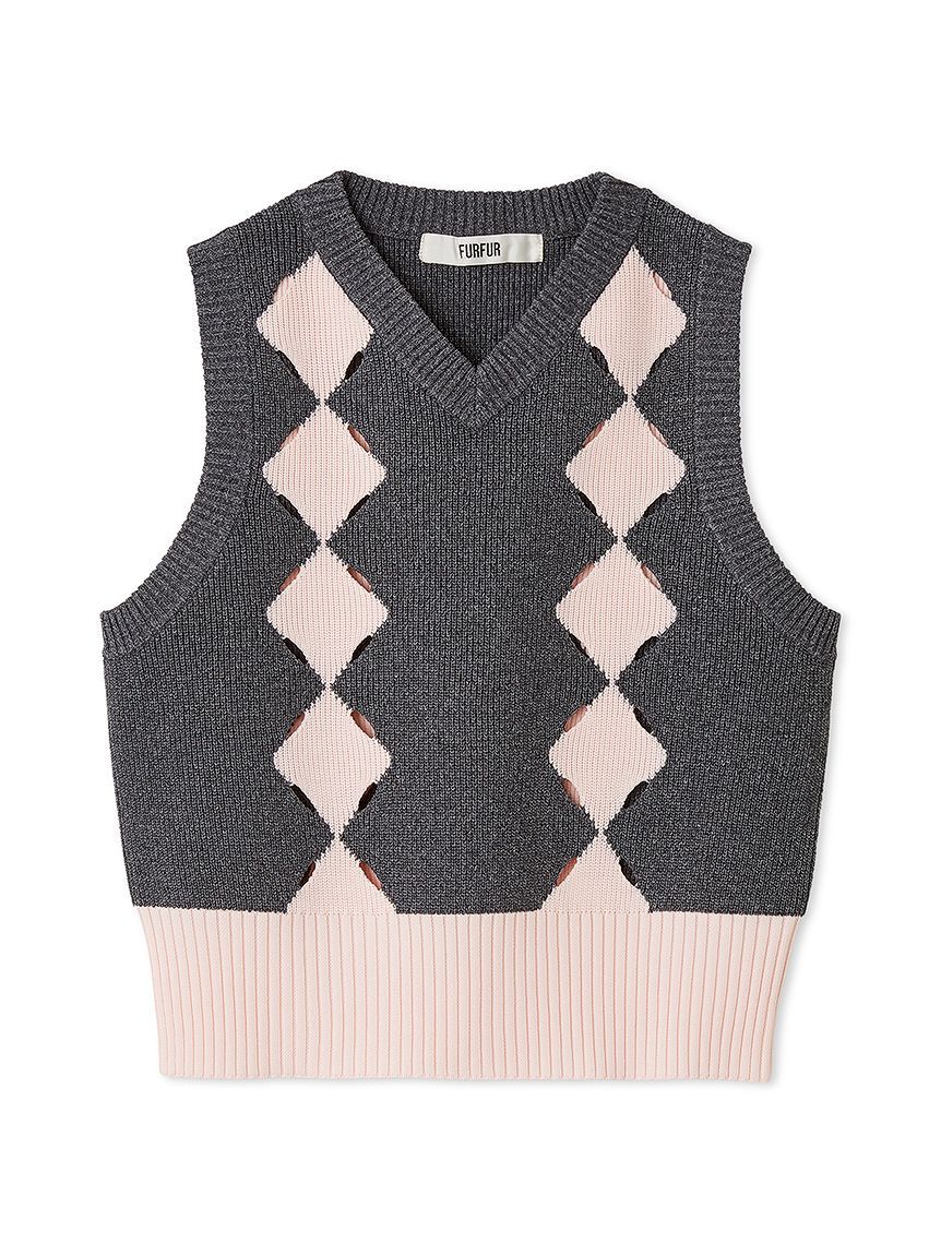 FURFUR「スリットアーガイルベスト」|ダウンベスト・ベスト|