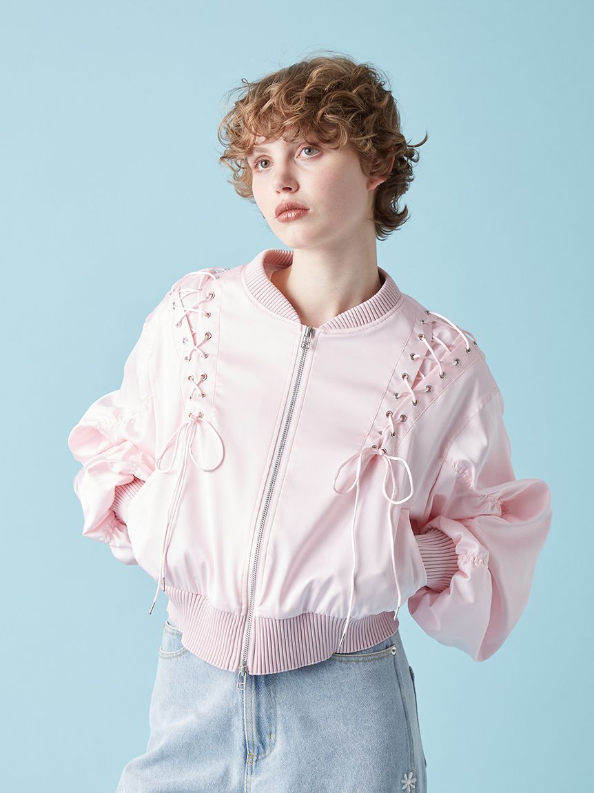 FURFUR「レースアップサテンブルゾン」|ブルゾン・スタジャン|