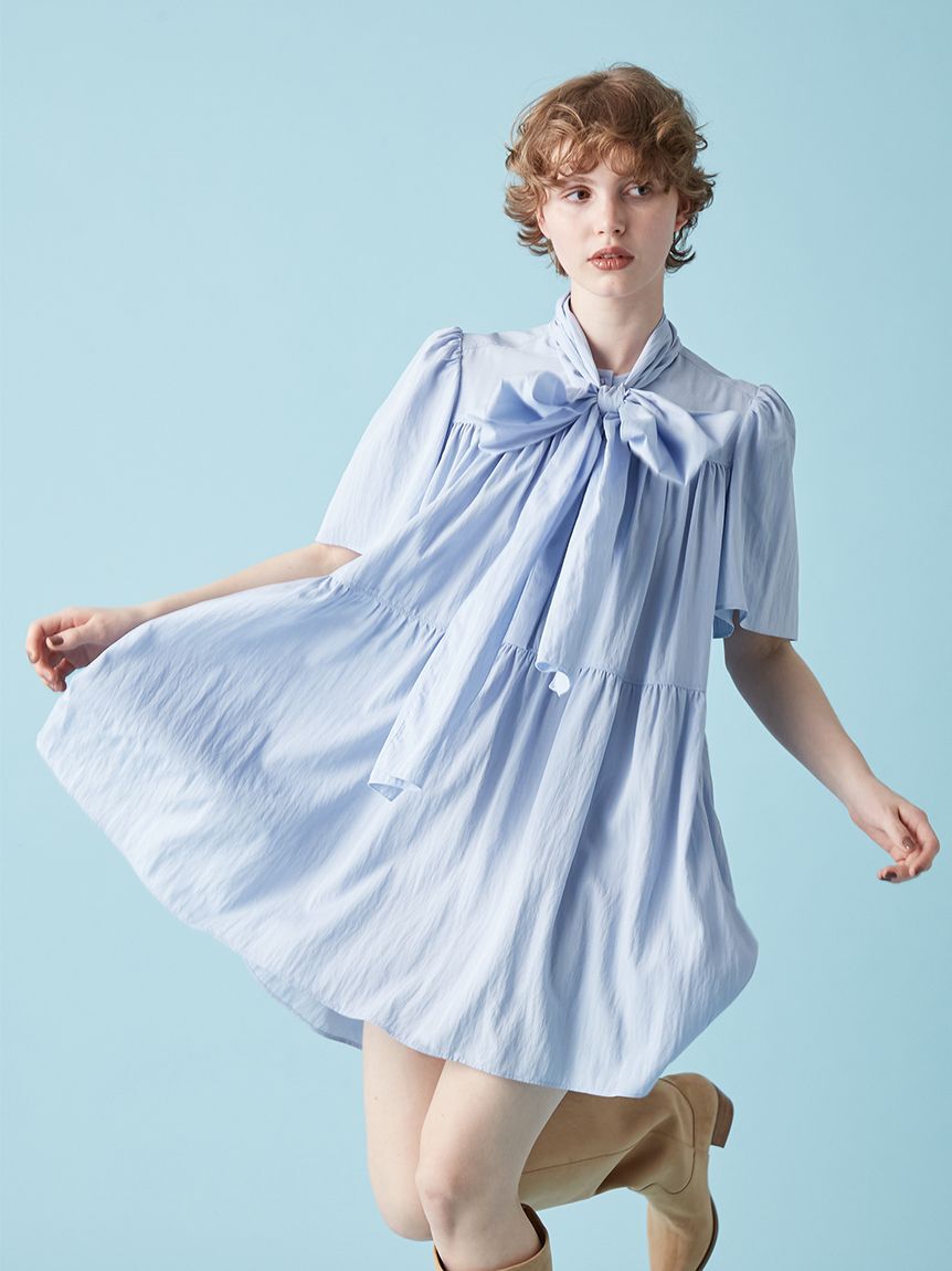 FURFUR「ボウタイギャザーチュニックシャツ」|ワンピース|