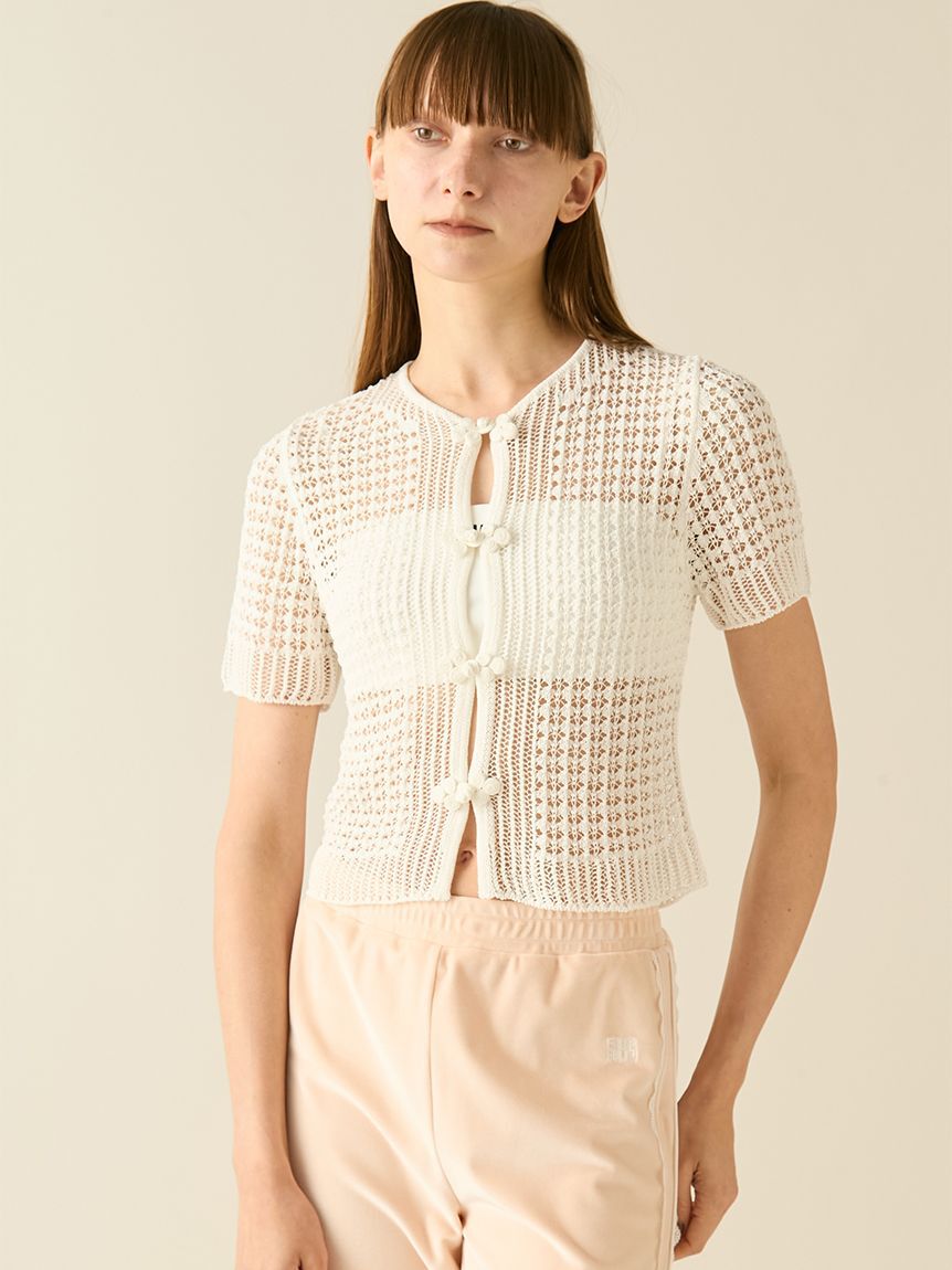 FURFUR「レース編みチャイナニットトップス」|ニット・セーター|
