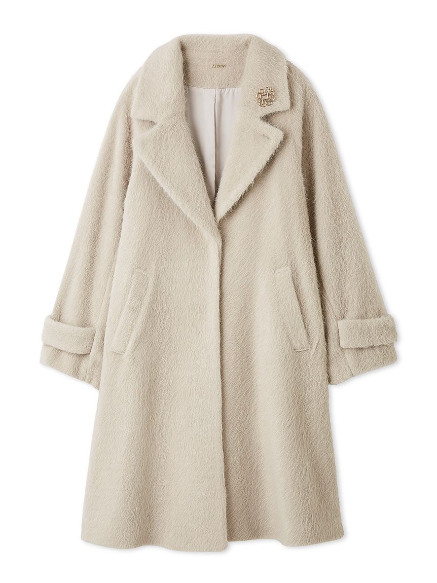 SNIDEL「ブローチ付きシャギーロングコート」|チェスターコート|