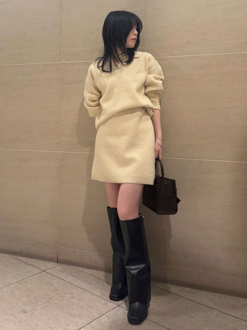 FRAY I.D「ラクーンダブルフェイスニットミニスカート」|スカート|