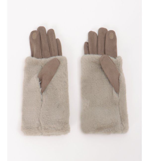 ikka「3WAYエコファー&フェイクスエードグローブ」|手袋|