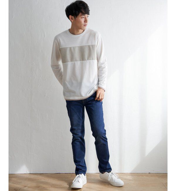 ikka「ミニ裏毛切り替えロンT」|Tシャツ・カットソー|