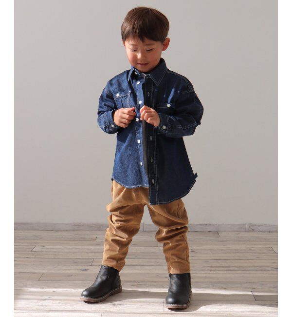 ikka kids「デニム＆チェックオーバーシャツ（120~160cm）」|シャツ・ブラウス|