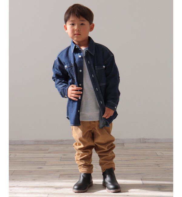 ikka kids「デニム＆チェックオーバーシャツ（120~160cm）」|シャツ・ブラウス|