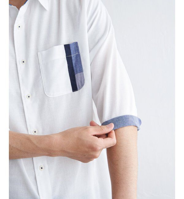 ikka「７ブリネンコンキリカエポケットＳＨ」|シャツ・ブラウス|