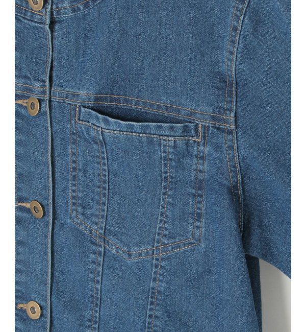 ikka「ストレッチデニムノーカラーシャウター【親子コーデ】」|ブルゾン・スタジャン|